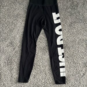 NIKE Black and White Leggings JUST DO IT Small